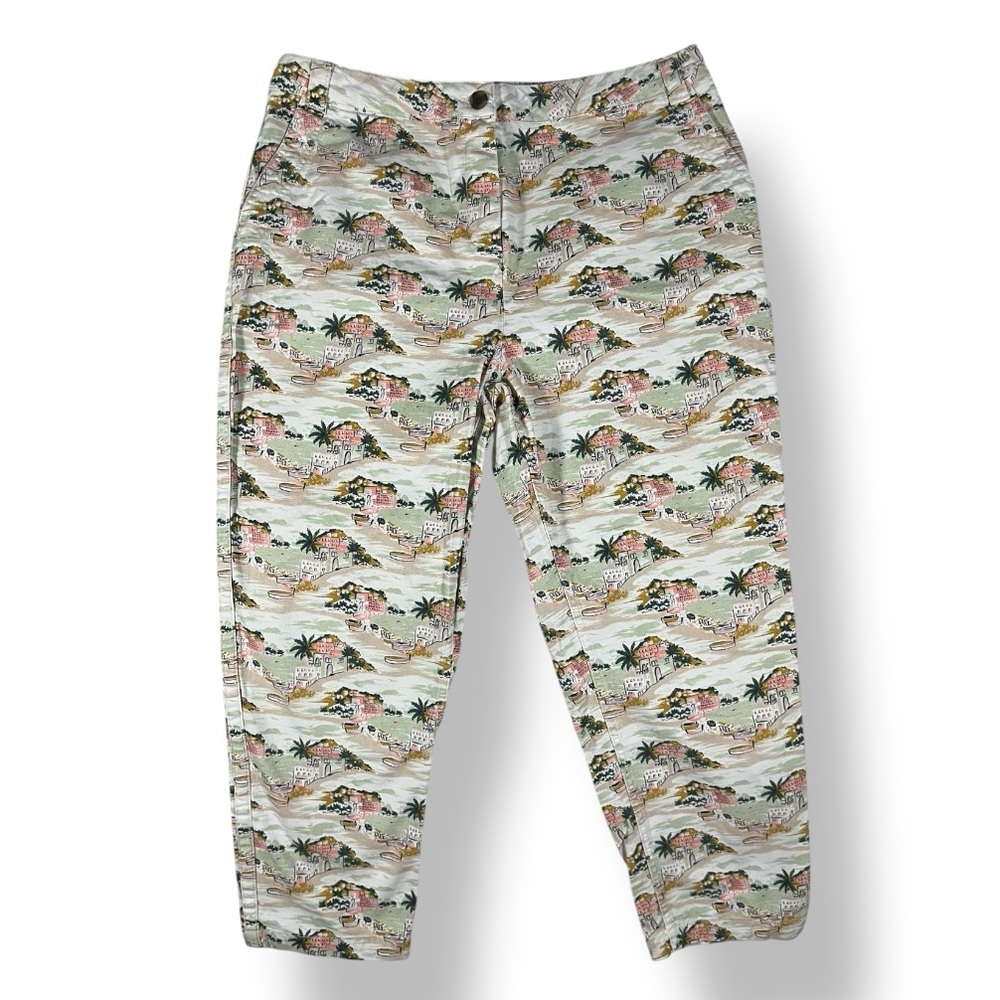 BODEN Classic Chino Paradise Bay Tropical Print Cropped Ankle Length Pants 14 - Picture 2 of 7